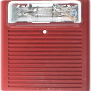 Wheelock ASWP-2475W-FR Weatherproof Wall Horn Strobe, Red, Plastic Housing, Xenon Lamp, Clear Lens, Lexan Lens Material, Fire