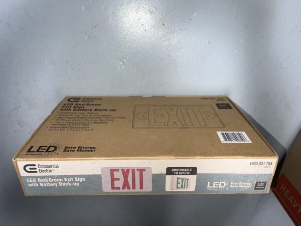 Commercial Electric 3.0 Watt 4.8 Volt Integrated LED Brushed Aluminum Red/Green Exit Sign 120 Volt