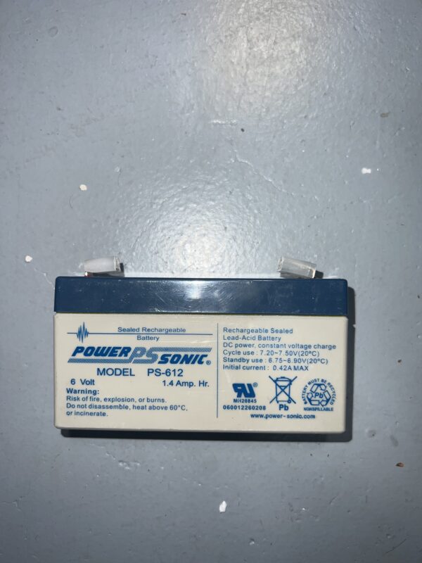 Power Sonic PS-612 PS Series 6V, 1.2Ah General Purpose Rechargeable SLA Battery, F1 Terminals